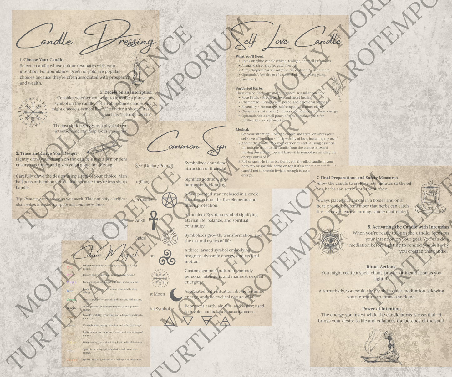 Dressed Candle Spells Printable | Book of Shadows PDF | Candle & Colour Magick Cheat Sheets | Beginner Witchcraft Download - TurtleTarotEmporium