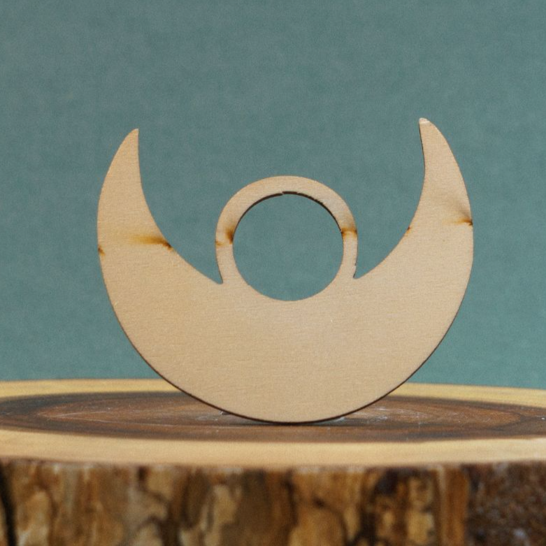 Crescent Moon Wooden Sphere Stand - TurtleTarotEmporium