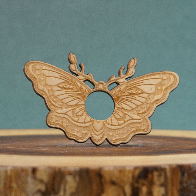 Mystic Moth Wooden Sphere Stand - TurtleTarotEmporium