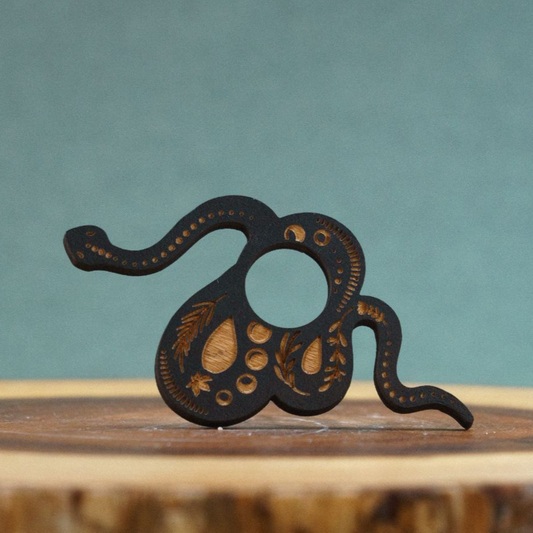 Black Magic Snake Wooden Sphere Stand - TurtleTarotEmporium