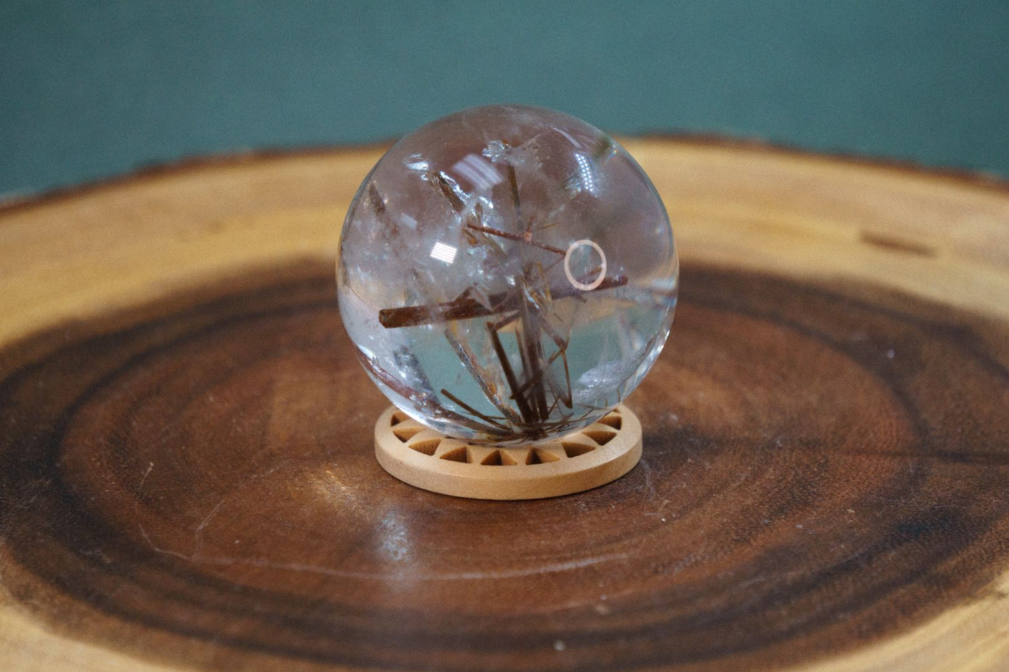 Simple Round Wooden Sphere Stand - TurtleTarotEmporium